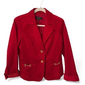 Talbots Red Corduroy Blazer Size 6 – Gold Button Equestrian Style